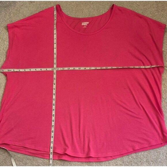 Lands' End Pink Boxy Cotton/Modal Blend Cap Sleeve Pullover Top Size 24w/26w EUC - Picture 5 of 8